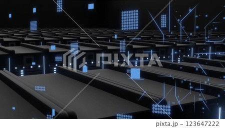 Image of circuit board and digital data processing over computer servers 123647222