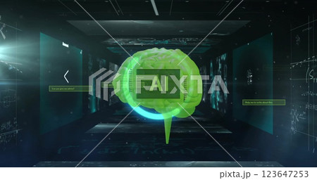 Image of ai text, human brain and data processing Image of ai text, human brain and data processing 123647253