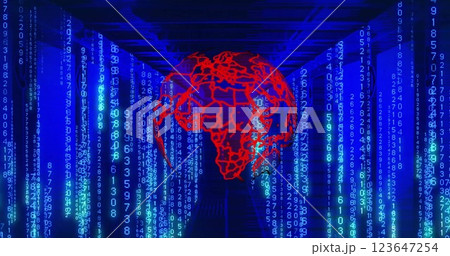 Image of globe, binary coding and data processing over computer servers Image of globe, binary coding and data processing over computer servers 123647254