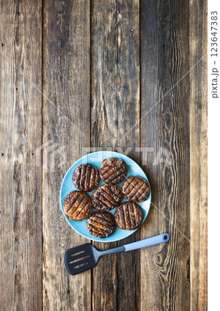 freshly grilled burger meat 123647383