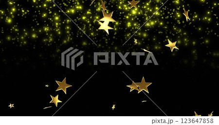 Image of gold stars falling on black background 123647858