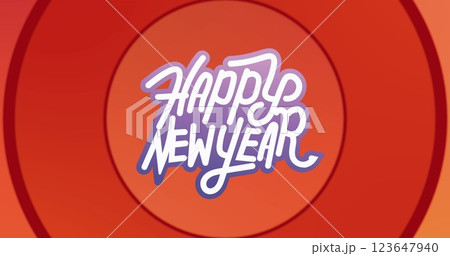 Image of happy new year text over red circles 123647940