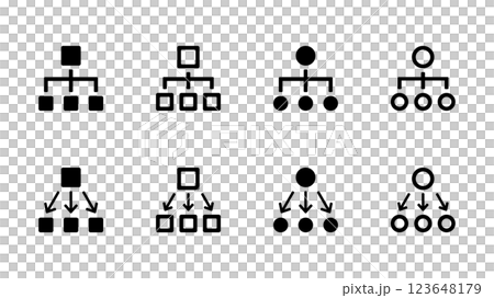 Icon illustration set of organizational chart and hierarchical structure images Icon illustration set of organizational chart and hierarchical structure images 123648179