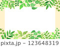 水彩風の葉っぱのフレーム 123648319