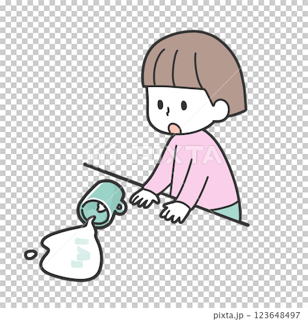 飲み物をこぼしてしまった幼児 123648497