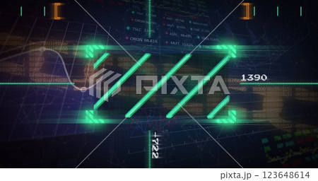 Image of numbers and data processing over chain 123648614