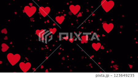 Image of red hearts icons floating on black background Image of red hearts icons floating on black background 123649235