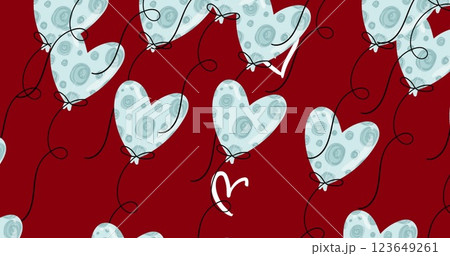 Image of white heart balloons floating on red background Image of white heart balloons floating on red background 123649261