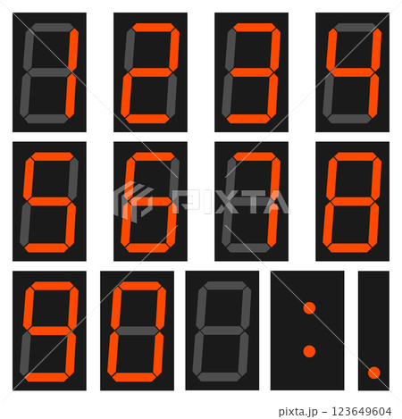 7セグ デジタル数字 7セグ デジタル数字 123649604