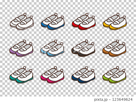 カラフルな上履きのイラストセット 123649624