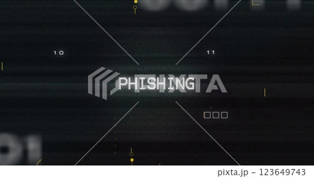 Image of binary coding data processing over phishing text 123649743