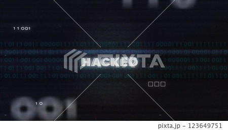 Image of binary coding data processing over hacked text Image of binary coding data processing over hacked text 123649751