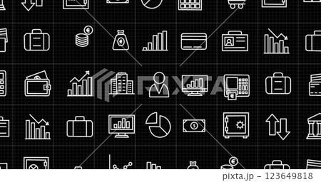Business and finance icons image over black grid background Business and finance icons image over black grid background 123649818