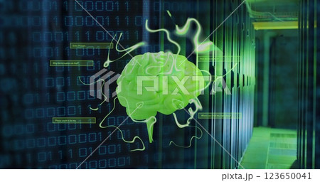 Image of human brain and binary coding data...のイラスト素材 [123650041] - PIXTA