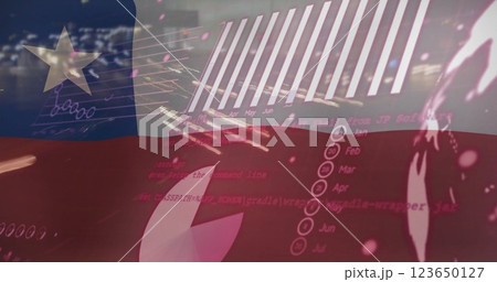 Image of financial data processing over flag of chile 123650127