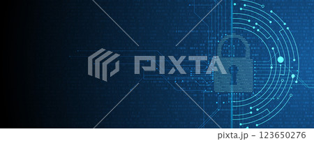 Lock is a sign of cyber security industry 123650276