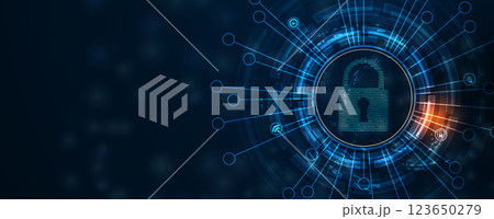 Lock is a sign of cyber security industry 123650279