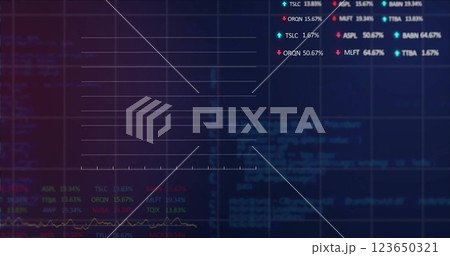 Image of financial data processing over dark background Image of financial data processing over dark background 123650321