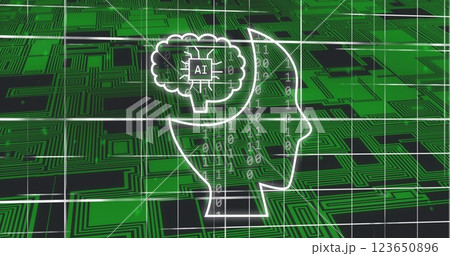 Image of ai text and digital human over binary coding 123650896
