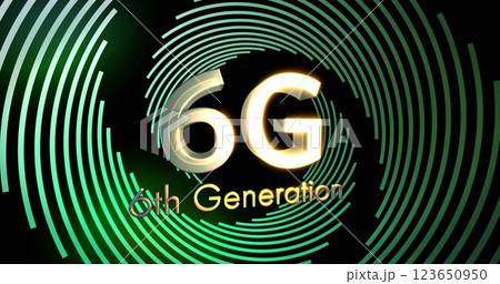 Image of 6g 6th generation over spinning lines on black background 123650950