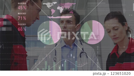 Image of financial data processing over diverse doctors Image of financial data processing over diverse doctors 123651020