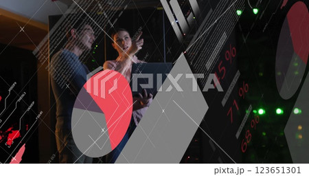 Image of data processing over diverse it engineers by computer servers 123651301