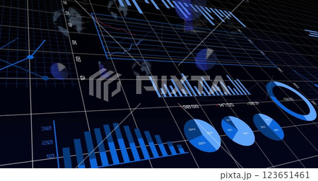 Image of financial data processing over dark background Image of financial data processing over dark background 123651461