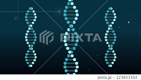 Image of dna strands over light spots 123651502