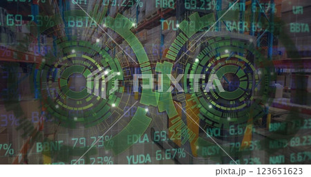 Image of financial data processing over warehouse Image of financial data processing over warehouse 123651623