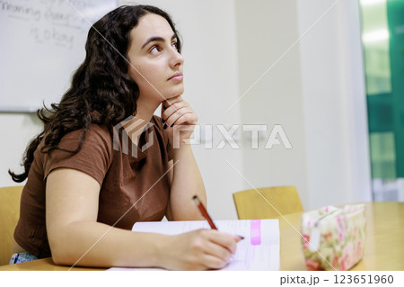 勉強する外国人女性 勉強する外国人女性 123651960