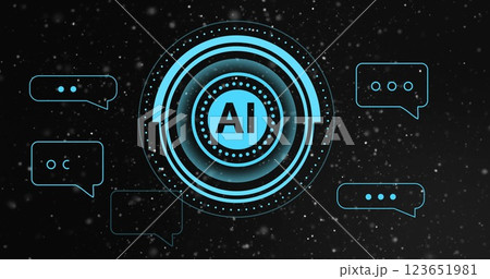 Image of ai digital data processing over scope on black background Image of ai digital data processing over scope on black background 123651981