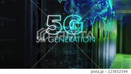 Image of 5g 5th generation text and digital data processing over computer servers 123652394