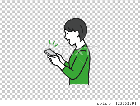 スマホを操作する笑顔の女性 スマホを操作する笑顔の女性 123652591