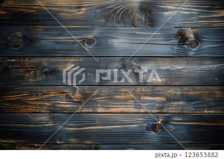 Rustic dark wooden planks with a textured grain pattern in a vintage style, AI Generative 123653882