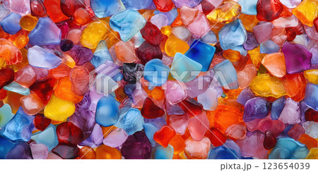 Colorful sea glass background with vibrant assorted shapes and textures, AI Generative 123654039