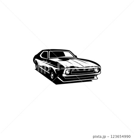 ford mustang car. vector silhouette isolated on white background seen from the side. Best for badge, emblem, icon, sticker and car industry design. 123654990