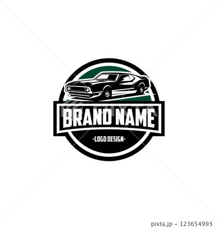 Vintage mustang car logo vector design isolated on white background viewed from the side. Vector illustration available in eps 10. Vintage mustang car logo vector design isolated on white background viewed from the side. Vector illustration available in eps 10. 123654993