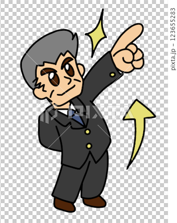 A boss who holds up his index finger and sets a high goal Color A boss who holds up his index finger and sets a high goal Color 123655283