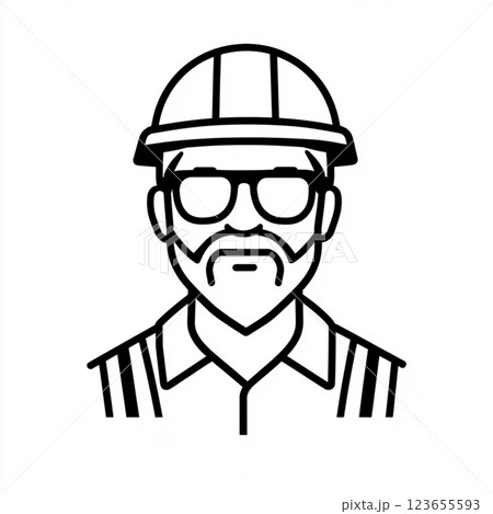 ヘルメットを被る男性作業員のシンプルなイラスト 123655593