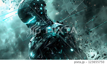 Android cybernetic concept, An android cybernetic warrior Android cybernetic concept, An android cybernetic warrior 123655750