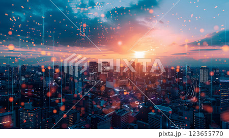 AI-controlled urban landscape futuristic cityscape infrastructure 123655770