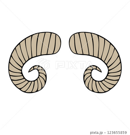 Vector hand drawn sketch doodle colored goat horns 123655859
