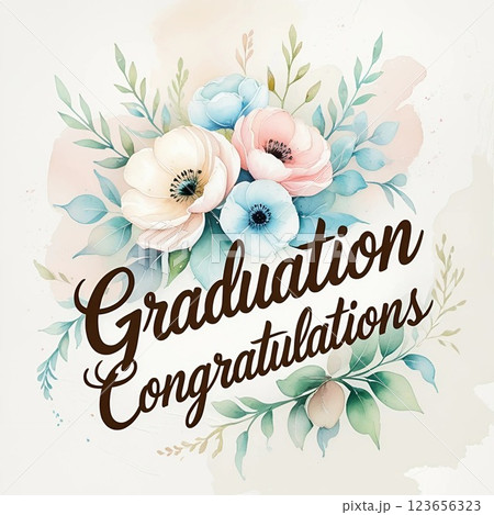 Graduation congratulations with floral watercolor design.  123656323