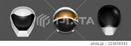 Astronaut helmets set on transparent background 123656591