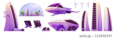 Futuristic space station set 123656597