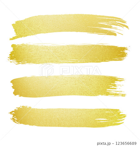 Gold foil brush strokes set on white background Gold foil brush strokes set on white background 123656689