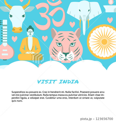 Visit India colorful concept banner in flat style 123656700
