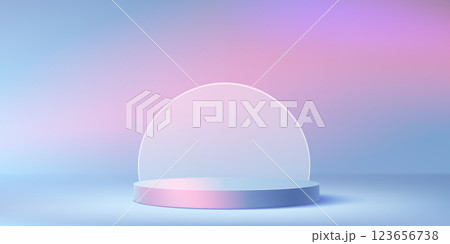 Round podium on pink and blue gradient background Round podium on pink and blue gradient background 123656738