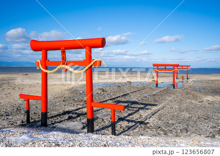 大魚神社の海中鳥居の風景（太良町） 123656807