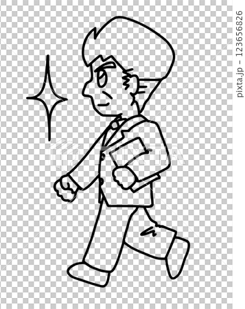 キリッと歩いている横向きの上司 線画 キリッと歩いている横向きの上司 線画 123656826